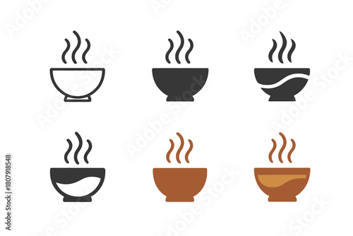 Comfort Food Logos. Comfort food and traditional dishes. Icon set. Set Logo of comfort food and traditional dishes: steaming mug of cocoa