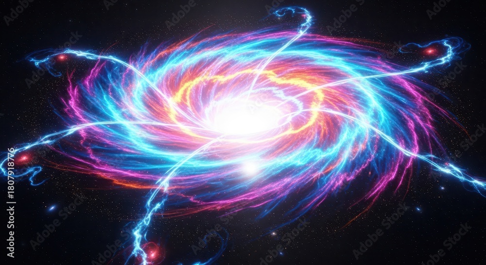 Obraz premium Cosmic energy burst deep space digital art vibrant colors abstract viewpoint galactic concept