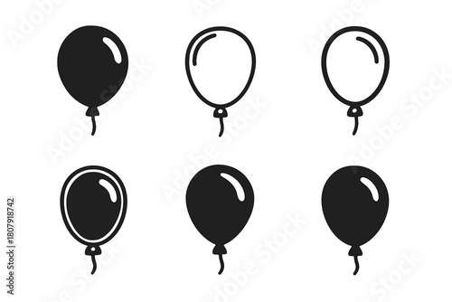 Balloon Logo Variations. Balloon. Icon set. Set Logo of balloon: single floating balloon with string. harmonious logo variations of the same emblematic