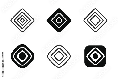 Geometric Icon Set. Mobile UI components. Icon set. Set Logo of Input Field: Text input box. Abstract geometric, Filled silhouette, Flat solid, Minimal