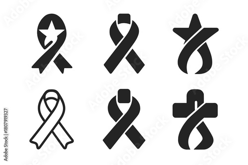 Memorial Emblem Icons. Remembering loved ones with special memorial traditions. Icon set. Set Logo of remembering loved ones with special memorial traditions: