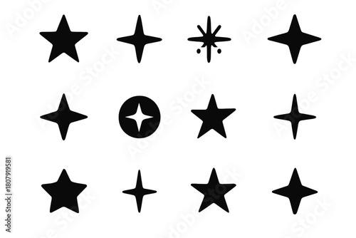 Famous Star Icons. Famous stars. Solid icon set of Famous stars: Sirius, Polaris, Betelgeuse, Vega, Rigel, Proxima Centauri, Altair, Antares, Deneb, Arcturus,