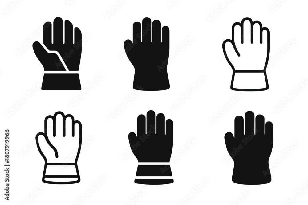 Obraz premium Firefighter Emblem Icons. Firefighter. Icon set. Set Logo of Firefighter: Protective gloves. harmonious logo variations of the same emblematic
