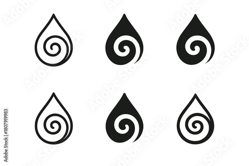 Nature-Inspired Logo Set. The power of nature to inspire creativity and calmness. Icon set. Set Logo of nature?s power: water droplet transforming into