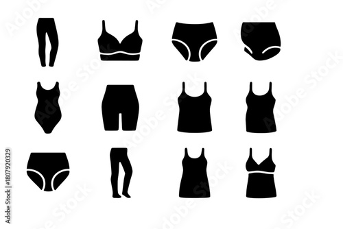 Seamless Maternity Icons. Seamless Maternity. Solid icon set of Seamless Maternity: maternity leggings, nursing bra, maternity panties, belly band, maternity