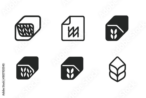 Knitted Baby Blanket Logos. Baby blanket. Icon set. Set Logo of baby blanket: knitted fabric texture. harmonious logo variations of the same emblematic