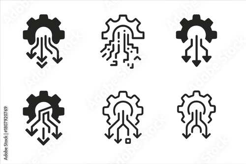 Data Science Logos. Data science. Icon set. Set Logo of data science: clustering scatter plot with centroid. harmonious logo variations of the same emblematic
