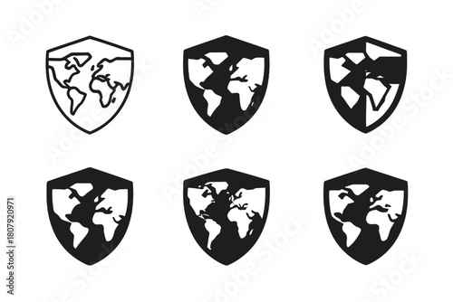 Global Preparedness Icons. Global preparedness. Icon set. Set Logo of Global preparedness: Evacuation routes. harmonious logo variations of the same emblematic