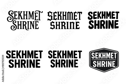 Sekhmet Lettering Variations. Sekhmet Goddess. Set lettering. harmonious lettering variations of the same emblematic concept, each with different artistic