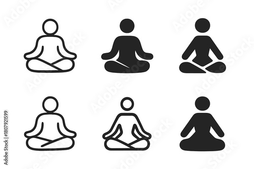 Mental Wellness Icons. Mental wellness. Icon set. Set Logo of Mental wellness: Relaxing cup of tea. harmonious logo variations of the same emblematic concept