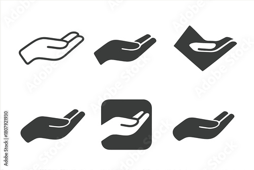 Hand Gesture Icons. Hand communication. Solid icon set of Hand communication: thumbs up, thumbs down, pointing left, pointing right, raised hand, open palm,