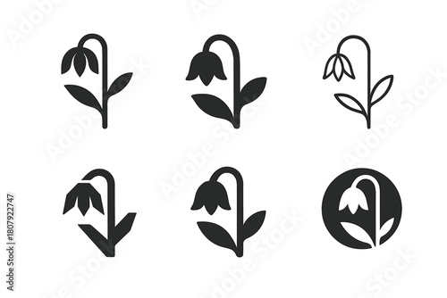 Crushed Spirit Icons. Crushed spirit. Icon set. Set Logo of crushed spirit: wilted flower symbolizing loss of hope. harmonious logo variations of the same