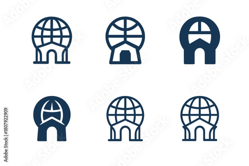Customs Brokers Icon Set. customs brokers. Icon set. Set Logo of customs brokers: shield with import-export arrows. harmonious logo variations of the same