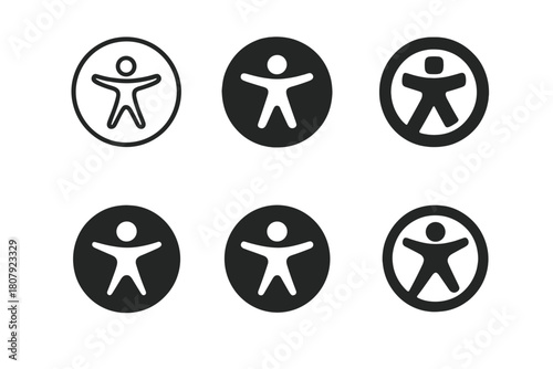 Inclusive Design Logos. Inclusive and accessible design. Icon set. Set Logo of inclusive and accessible design: universal accessibility symbol. harmonious logo