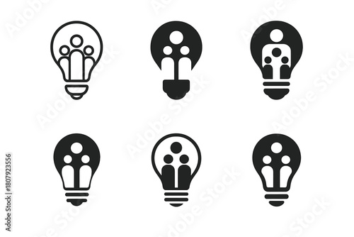 Family Vision Icons. Creating a family vision board. Icon set. Set Logo of Family vision board: Puzzle pieces. harmonious logo variations of the same