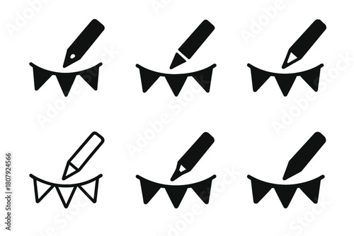 DIY Party Decoration Icons. Making DIY party decorations for a personalized touch. Icon set. Set Logo of Making DIY party decorations for a personalized touch: