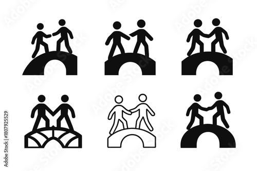 Transition Aid Icons. Helping someone prepare for a big event or transition. Icon set. Set Logo of helping someone prepare for a big event or transition: