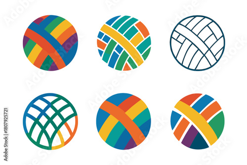 Cultural Fashion Logos. Diversity in fashion. Icon set. Set Logo of diversity in fashion: fabric patterns from multiple cultures intertwined. harmonious logo