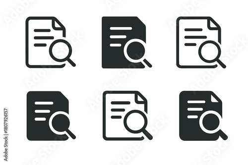 Research Logo Variations. Research. Icon set. Set Logo of Research: Laboratory flask. harmonious logo variations of the same emblematic concept, each with