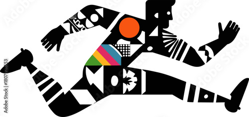 Abstract Geometric Running Figure