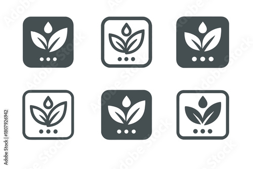 Eco-friendly Irrigation Logos. Eco-friendly irrigation. Icon set. Set Logo of eco-friendly irrigation: rainwater collection barrel system. harmonious logo