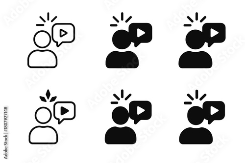 Niche Market Logos. Influencer campaigns targeting niche markets. Icon set. Set Logo of Influencer Campaigns: marketing funnel highlighting niche conversion.