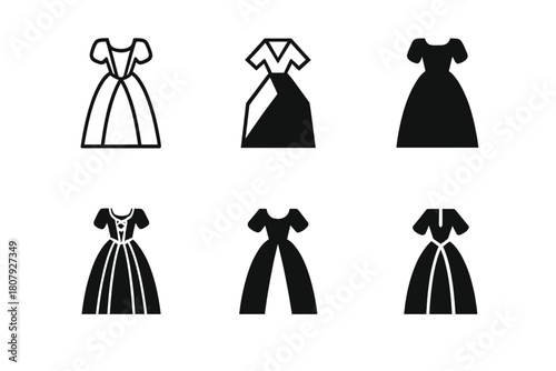 Medieval Costume Icons. medieval costumes. Icon set. Set Logo of medieval costumes: knight armor. harmonious logo variations of the same emblematic concept,