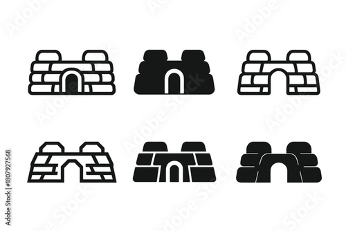 Trench Logo Variations. Trench. Icon set. Set Logo of trench: deep soil layers. harmonious logo variations of the same emblematic concept, each with different