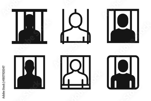 Arrest Scene Logos. Person Arrested on Suspicion of Crime. Icon set. Set Logo of Arrest Scene: police car and flashing lights. harmonious logo variations of