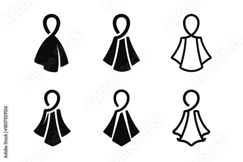 Curtain Hook Logos. Curtain hook. Icon set. Set Logo of curtain hook: minimalist U-shaped hanger icon. harmonious logo variations of the same emblematic