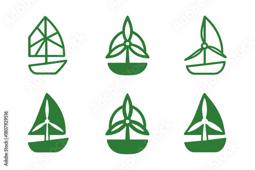 Eco Transport Icons. Eco-friendly transport. Icon set. Set Logo of eco-friendly transport: bicycle. harmonious logo variations of the same emblematic concept,