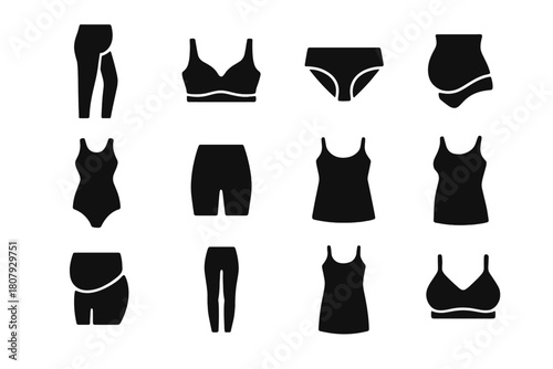 Seamless Maternity Icons. Seamless Maternity. Solid icon set of Seamless Maternity: maternity leggings, nursing bra, maternity panties, belly band, maternity