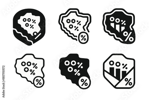 Live Polling Icons. Live Polling Graphics. Icon set. Set Logo of live polling graphics: ballot box merged with real-time chart line. harmonious logo variations