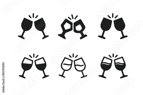 Alcohol Logo Variations. Alcohol. Icon set. Set Logo of alcohol: wine bottle and glass. harmonious logo variations of the same emblematic concept, each with