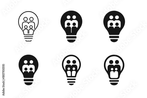 Family Vision Icons. Creating a family vision board. Icon set. Set Logo of Family vision board: Puzzle pieces. harmonious logo variations of the same