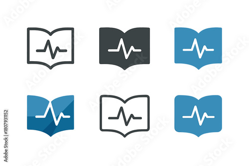 Digital Health Logos. Digital health education. Icon set. Set Logo of Digital Health Education: graduation cap combined with a medical cross. harmonious logo