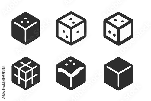 Sugar Cube Icons. Preparing a warm drink. Icon set. Set Logo of Sugar Cube: Sweetener for drink. Symmetrical form, Stylized detail, Negative space, Minimal