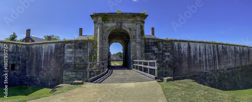 Fort Washington Park, in Fort Washington, Maryland. Historic defensive fort protecting Washington  D.C., overlooking Potomac River. National Park Service, National Capital Parks-East. Gatehouse. 