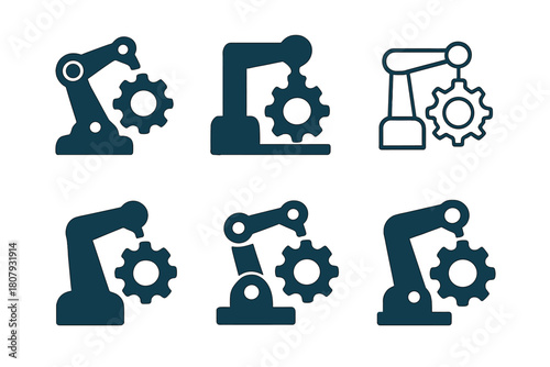 Future Work Icons. Future of work. Icon set. Set Logo of Future of work: Remote work setup. harmonious logo variations of the same emblematic concept, each