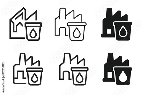 Pollution Reduction Logos. Reducing industrial pollution through waste management. Icon set. Set Logo of reducing industrial pollution through waste