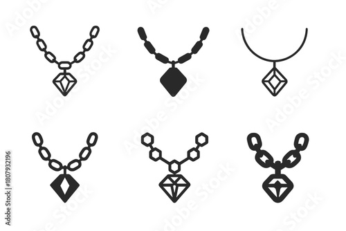 Jewelry Logo Icons. Creating jewelry. Icon set. Set Logo of creating jewelry: jeweler?s loupe magnifying a diamond. harmonious logo variations of the same