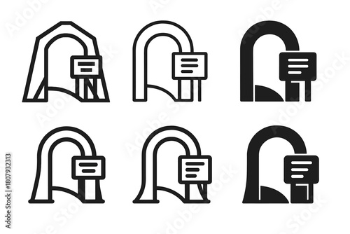 Nature Trail Logos. Hiking and exploring nature trails. Icon set. Set Logo of hiking and exploring nature trails: binoculars with soaring bird. harmonious logo