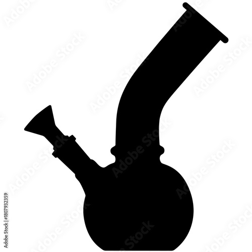 cannabis bong, glass marijuana bong cannabis pipe realistic silhouette