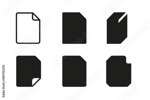 Paper Logos Set. Crisp Paper. Icon set. Set Logo of Crisp Paper: Sheet of paper. harmonious logo variations of the same emblematic concept, each with different