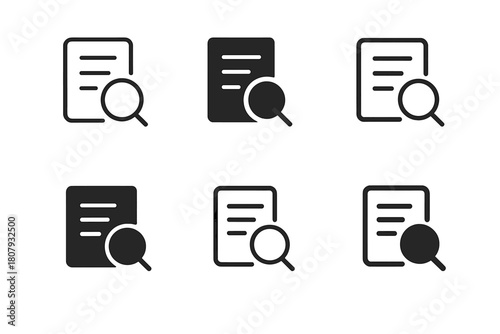 Research Logo Variations. Research. Icon set. Set Logo of Research: Laboratory flask. harmonious logo variations of the same emblematic concept, each with