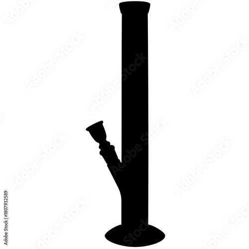 cannabis bong, glass marijuana bong cannabis pipe realistic silhouette
