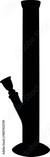cannabis bong, glass marijuana bong cannabis pipe realistic silhouette
