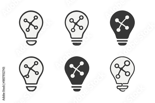 Digital Innovation Icons. Digital transformation in business. Icon set. Set Logo of innovation process: gear with digital pixels. harmonious logo variations of