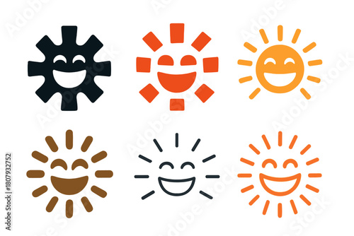 Laughter Burst Logos. Parody skit. Icon set. Set Logo of parody skit: laughter burst symbol. harmonious logo variations of the same emblematic concept, each