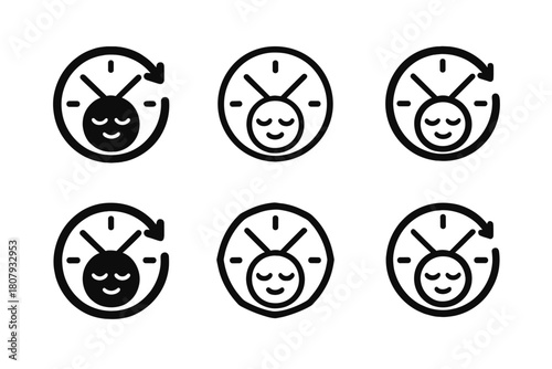 Mindfulness Icon Set. Mindfulness and focus. Line icon set of mindfulness and focus: lotus flower, brain, headphones, breath icon, metronome, chair, journal,